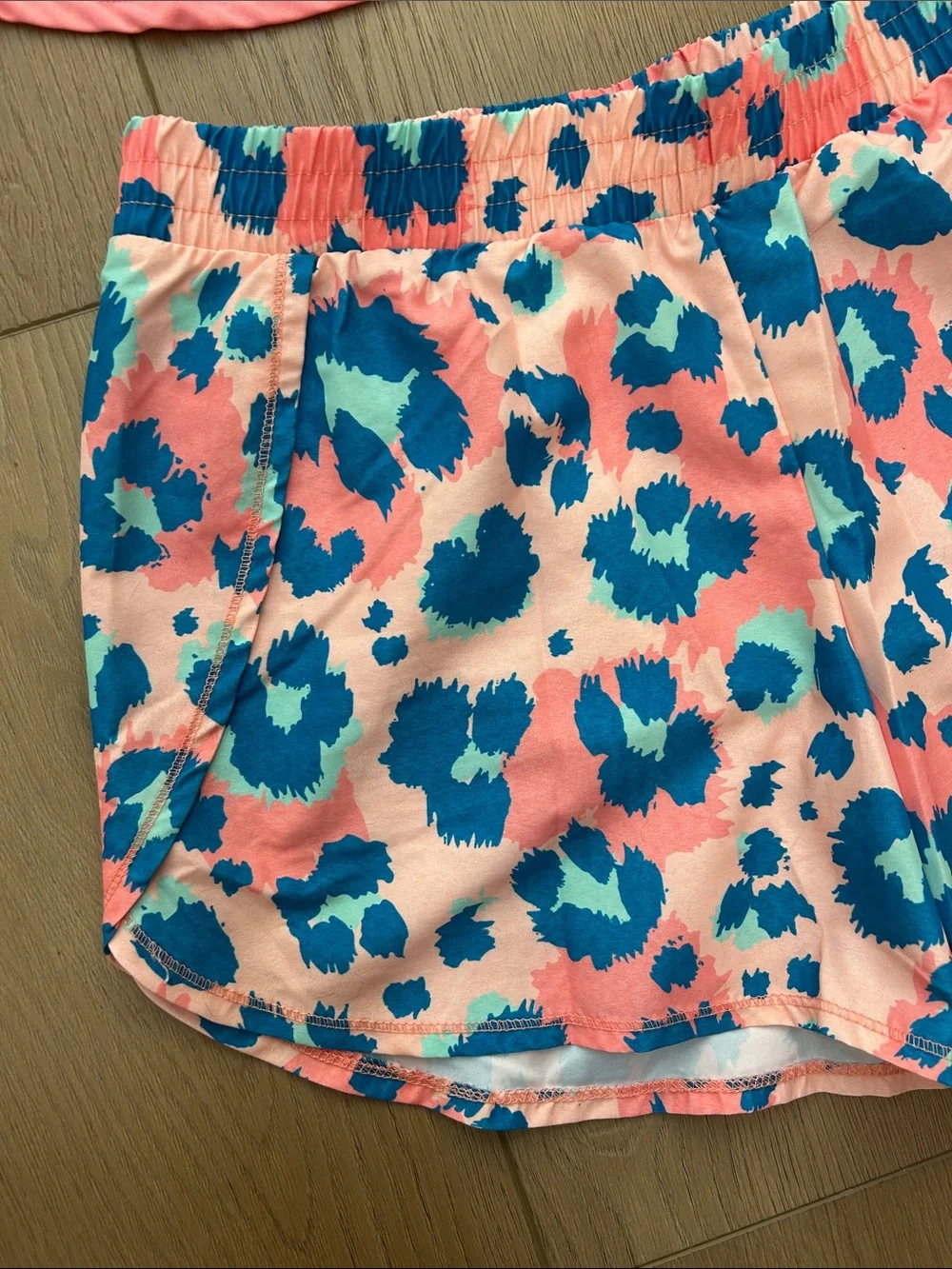 Honesty Pink Active Tee & Pink/Blue Animal Print Shorts Set